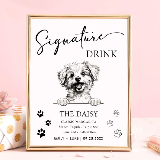 Pomapoo Hund Hochzeit Signature Drink Zeichen Poster