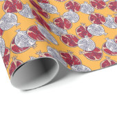 Pomegranat Gezeichnet: Handgemachte Vintage Muster Geschenkpapier (Rolleneckpunkt)