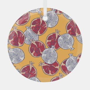 Pomegranat Gezeichnet: Handgemachte Vintage Muster Ornament Aus Glas
