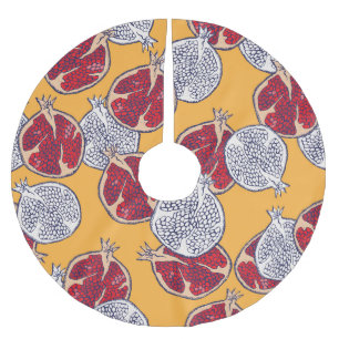 Pomegranat Gezeichnet: Handgemachte Vintage Muster Polyester Weihnachtsbaumdecke