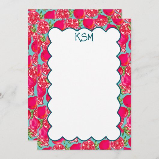 Pomegranat-Malerei mit benutzerdefinierter Monogra Dankeskarte (Vorne/Hinten)