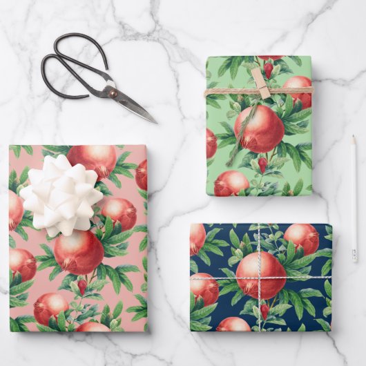 Pomegranat Muster Geschenkpapier Set (Vorderseite)