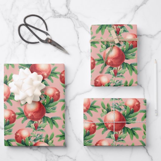Pomegranat Muster Geschenkpapier Set (Vorderseite)