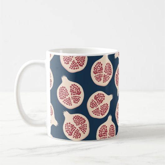 Pomegranat nahtloses Muster, Hintergrund mit Pomeg Kaffeetasse (Links)
