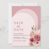Pomegranat Pink Pampas Arch Foto QR Code Save The Date (Vorderseite)