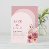 Pomegranat Pink Pampas Arch Foto QR Code Save The Date (Stehend Vorderseite)