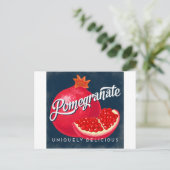 Pomegranat Postkarte Vintages Fruchtetikett Retro (Stehend Vorderseite)