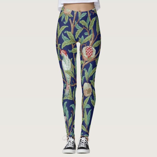 Pomegranat und Little Bird, William Morris Leggings (Vorderseite)