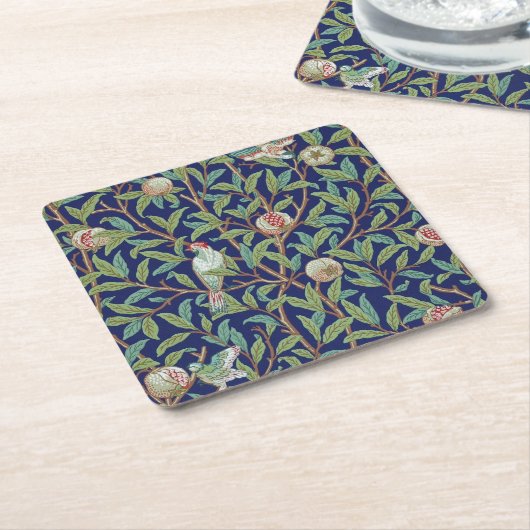 Pomegranat und Little Bird, William Morris Rechteckiger Pappuntersetzer (angewinkelt)