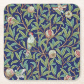 Pomegranat und Little Bird, William Morris Rechteckiger Pappuntersetzer (Vorderseite)