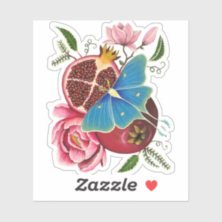 Pomegranat und Luna Moth Laser Cut Sticker