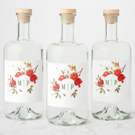 Pomegranat Wasserfarbe Thema Helle Farben Alkoholflaschenetikett