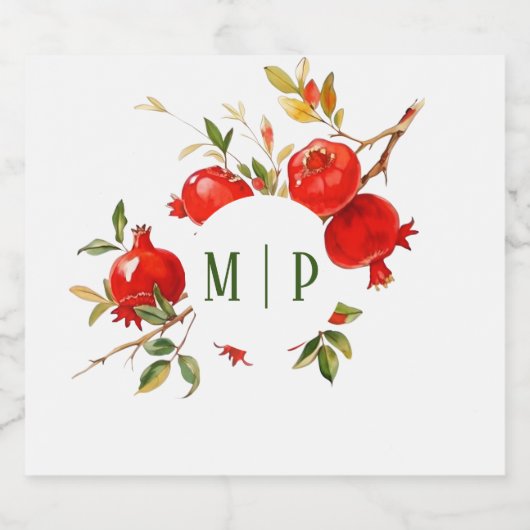 Pomegranat Wasserfarbe Thema Helle Farben Alkoholflaschenetikett (Einzelnes Label)