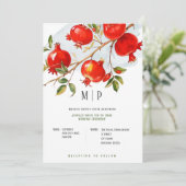 Pomegranat Wasserfarbe Thema Helle Farben Einladung (Stehend Vorderseite)