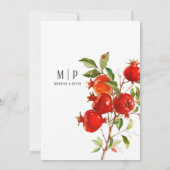 Pomegranat Wasserfarbe Thema Helle Farben Einladung (Rückseite)