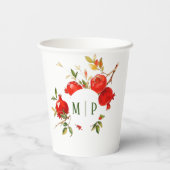 Pomegranat Wasserfarbe Thema Helle Farben Pappbecher (Rückseite)