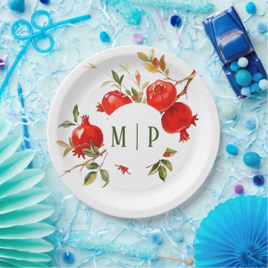 Pomegranat Wasserfarbe Thema Helle Farben Pappteller (Party)