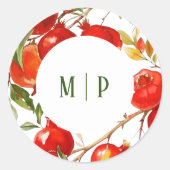 Pomegranat Wasserfarbe Thema Helle Farben Runder Aufkleber (Vorderseite)