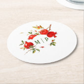 Pomegranat Wasserfarbe Thema Helle Farben Runder Pappuntersetzer (Angewinkelt)