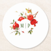 Pomegranat Wasserfarbe Thema Helle Farben Runder Pappuntersetzer (Vorderseite)