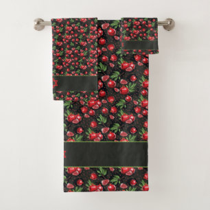 Pomegranate auf Schwarz-Juden Rosh Hashanah Star Badhandtuch Set