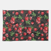 Pomegranate auf Schwarz-Juden Rosh Hashanah Star Geschirrtuch (Horizontal)