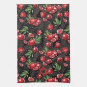 Pomegranate auf Schwarz-Juden Rosh Hashanah Star Geschirrtuch (Vertikal)