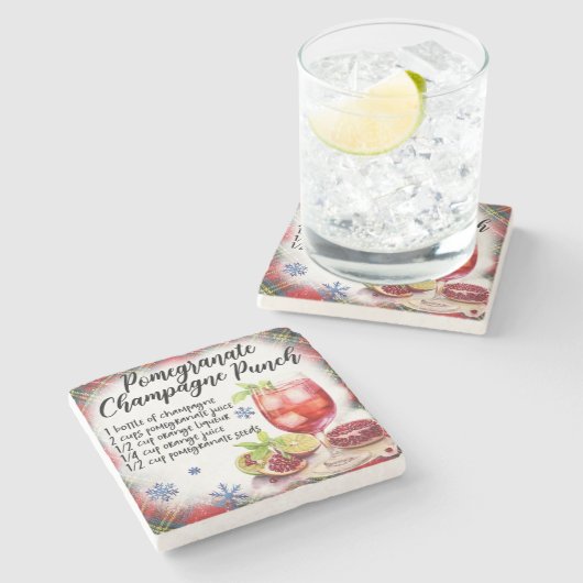 Pomegranate Champagne Punch Rezept Untersetzer (Seitenansicht)