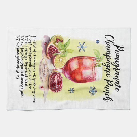 Pomegranate Champagne Punch Rezept Weihnachtsdesig Geschirrtuch (Horizontal)