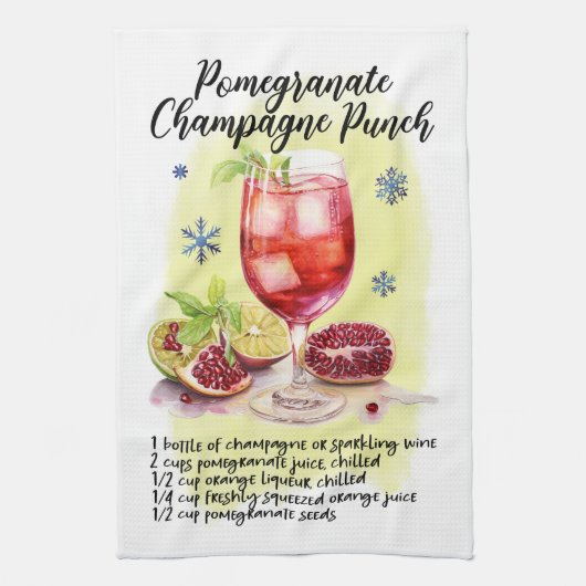 Pomegranate Champagne Punch Rezept Weihnachtsdesig Geschirrtuch (Vertikal)