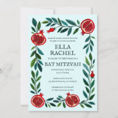 Pomegranate Custom B'nai Bat Bar Mitzvah QR Code Einladung (Vorderseite)