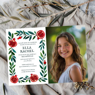 Pomegranate Custom FOTO B'nai Bat Bar Mitzvah Einladung