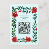 Pomegranate Custom QR Bat Bar Mitzvah Wasserfarbe Begleitkarte (Vorderseite)