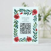 Pomegranate Custom QR Bat Bar Mitzvah Wasserfarbe Begleitkarte (Stehend Vorderseite)