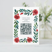 Pomegranate Custom QR Bat Bar Mitzvah Wasserfarbe Begleitkarte (Stehend Vorderseite)