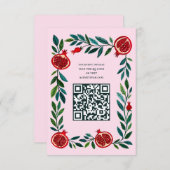 Pomegranate Custom QR Bat Bar Mitzvah Wasserfarbe Begleitkarte (Vorne/Hinten)