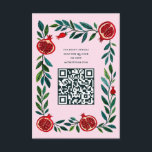 Pomegranate Custom QR Bat Bar Mitzvah Wasserfarbe Begleitkarte<br><div class="desc">Perfekte Einschließungskarte, die mit Einladungen für eine Bar mitzvah, Fledermausmitzvah oder andere jüdische Feiern eingeschlossen wird! Handgemachte Kunst für Sie! Vollständig anpassbar! Klicken Sie auf "Personalisieren" oben, um den Text zu bearbeiten und Ihren Link zum QR-Code hinzuzufügen. Klicken Sie auf "Bearbeiten mit dem Designwerkzeug", um die Schriftart, Farben und Einstellungen...</div>