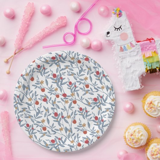 Pomegranate Florals Rosh Hashanah Pappteller (Party)