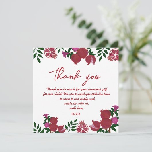 Pomegranate Fresh Fruite Birthday Danke Karte (Stehend Vorderseite)