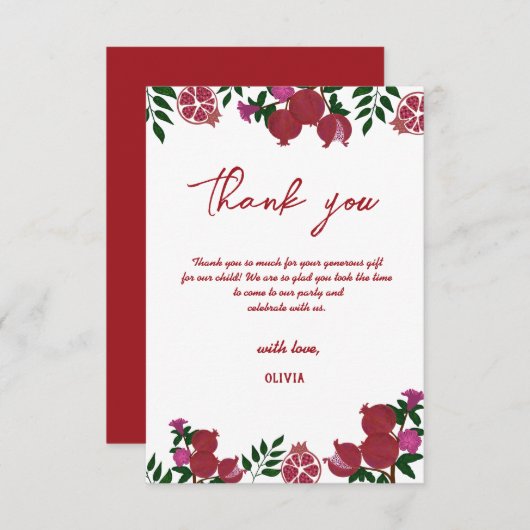 Pomegranate Fresh Fruite Birthday Danke Karte (Vorne/Hinten)