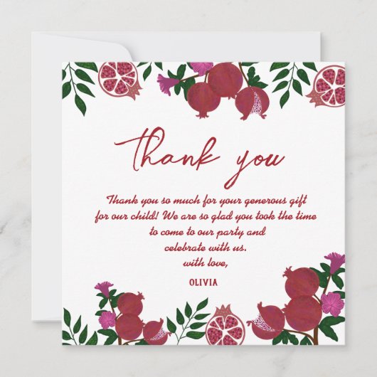 Pomegranate Fresh Fruite Birthday Danke Karte (Vorderseite)