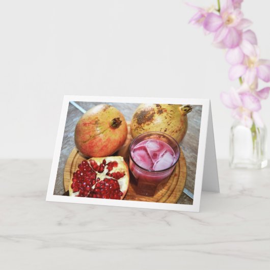 Pomegranate Fruit and Juiice on Chopping Board Karte (Orchidee)