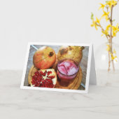 Pomegranate Fruit and Juiice on Chopping Board Karte (Gelbe Blume)
