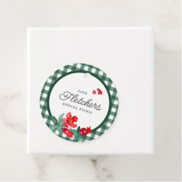 Pomegranate & Green Gingham Custom Geschenkanhänger