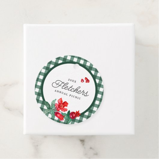 Pomegranate & Green Gingham Custom Geschenkanhänger (Beispiel)