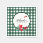 Pomegranate & Green Gingham Custom Serviette (Vorderseite)