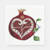 Pomegranate Heart Hanukkah Rosh Hashanah Napkins Serviette (Vorderseite)