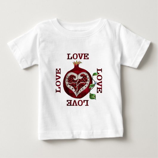 Pomegranate Heart LIEBE Valentine Baby T-shirt (Vorderseite)
