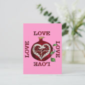 Pomegranate Heart LIEBE Valentine Feiertagspostkarte (Stehend Vorderseite)