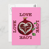 Pomegranate Heart LIEBE Valentine Feiertagspostkarte (Vorne/Hinten)